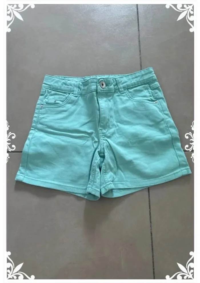 Short en jean vert enfant fille taille 10 ans - photo numéro 3
