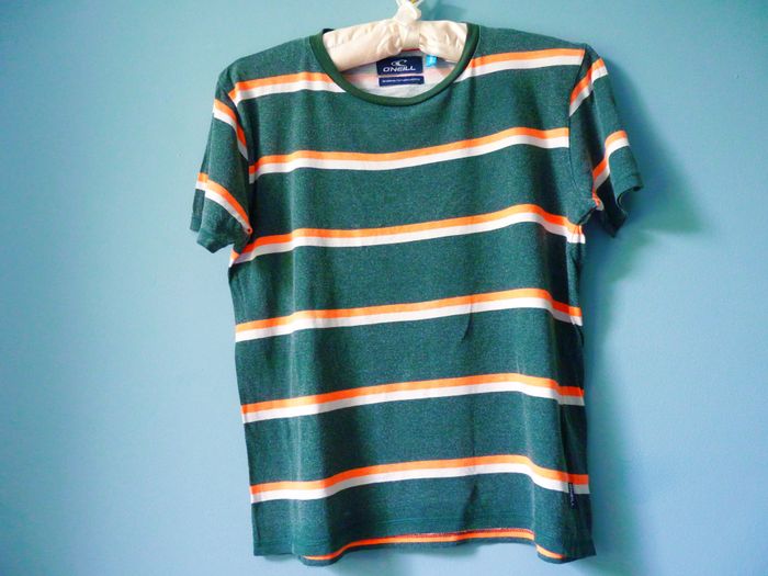 T-shirt Garçon 12 ans O'Neill sport vert orange rayé manches courtes TBE