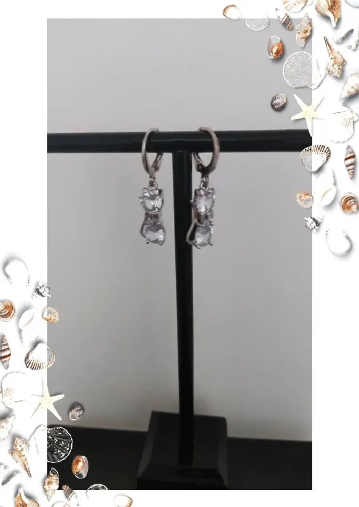 Boucles d'oreilles pendantes chat - photo numéro 2