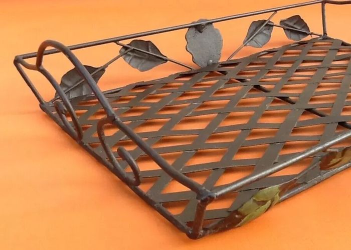 Plateau de service Forme rectangulaire Métal décor floral - photo numéro 5