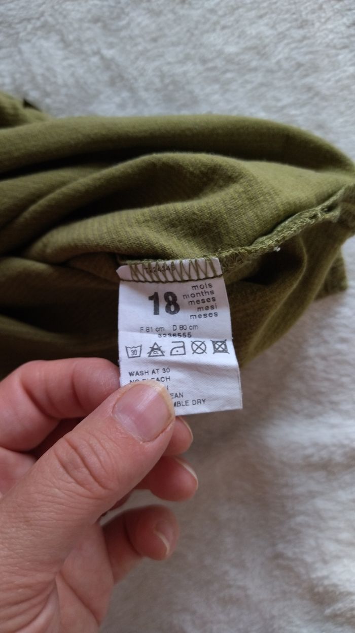 Sweat à manches longues kaki rayé BABY LOONEY TUNES, Taille 18 mois - photo numéro 4