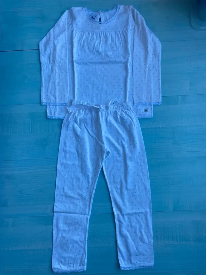 Pyjama fille blanc plumetis petit bateau 4 ans