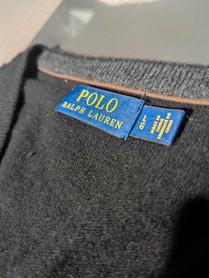 Pull Ralph Lauren noir col en V - photo numéro 3