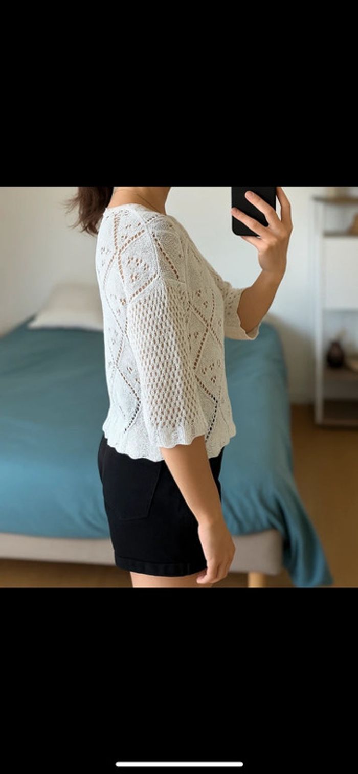 Blouse broderies tricot crochet Zara - photo numéro 3