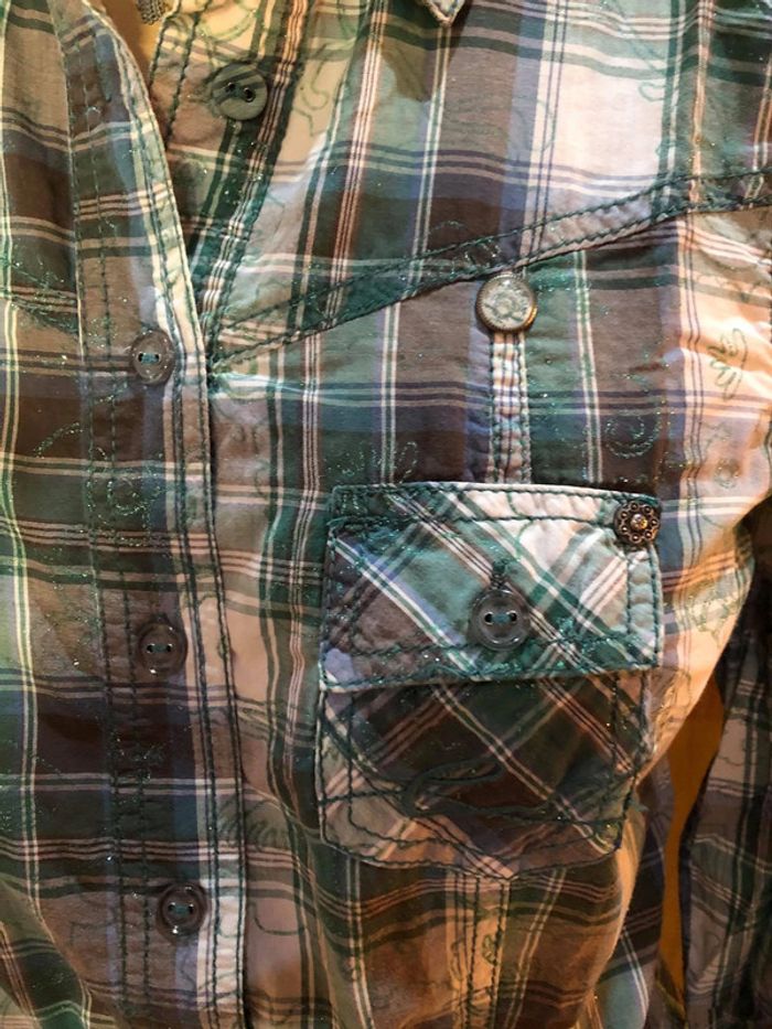 Chemise longue à carreaux EDC - photo numéro 4