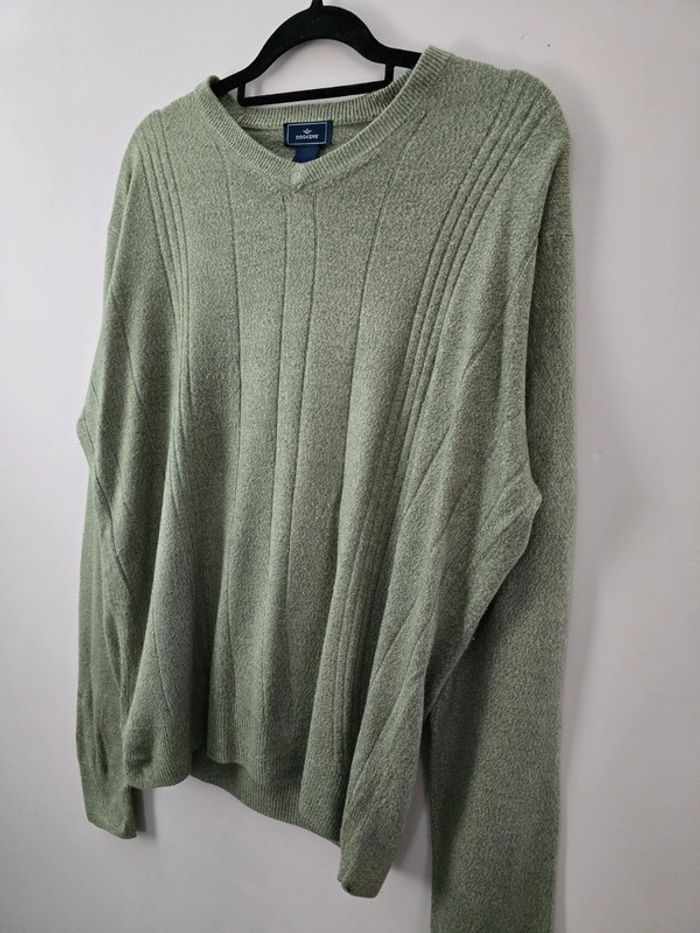 Pull col rond Dockers vert sauge en maille texturée homme taille L - photo numéro 2