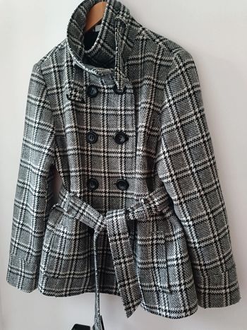 Veste/manteau à carreaux - pied de poule - blanc et noir - taille 42