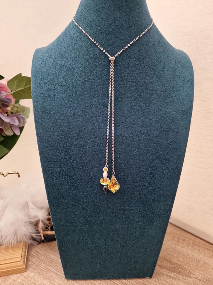 Collier Acier Perles D'eau Douce Cristal - photo numéro 14