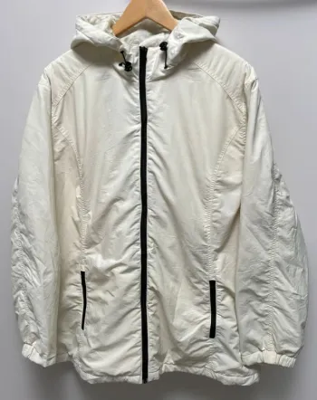 Eddie Bauer Cream Zipped Hoodie Coat Mens XXL