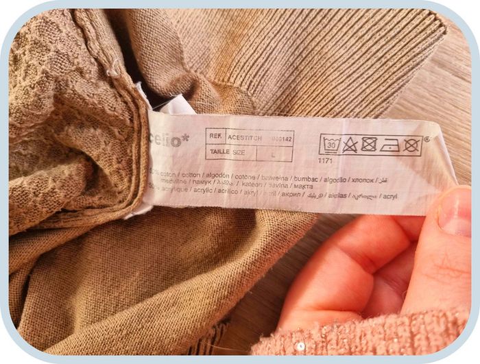 Pull à col rond beige Celio Homme L - photo numéro 8