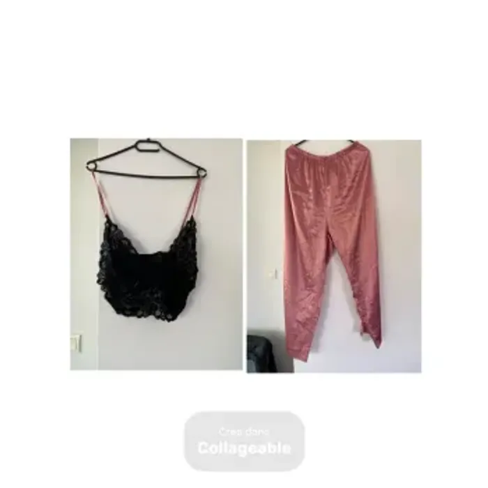 Ensemble pyjama satin et dentelle