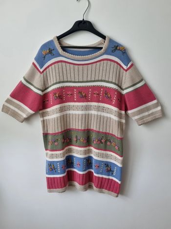 Top en coton brodé coloré vintage