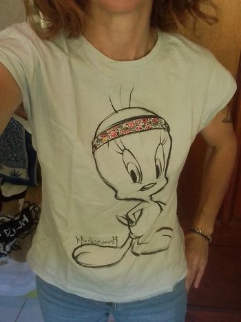 T-shirt femme bleu ciel Titi