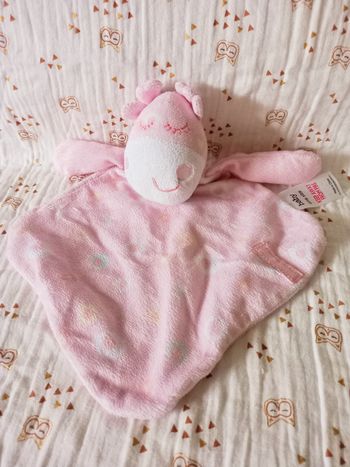 Doudou girafe vache rose Baby