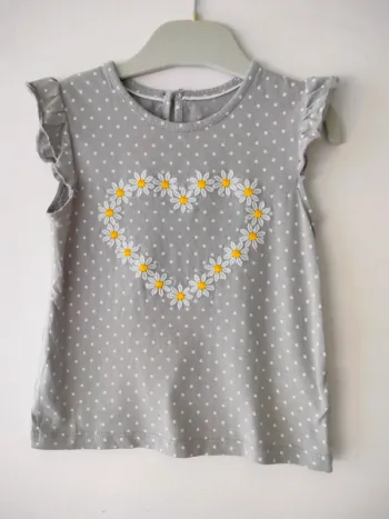 (a) t-shirt gris fleurs Baby Club 86cm