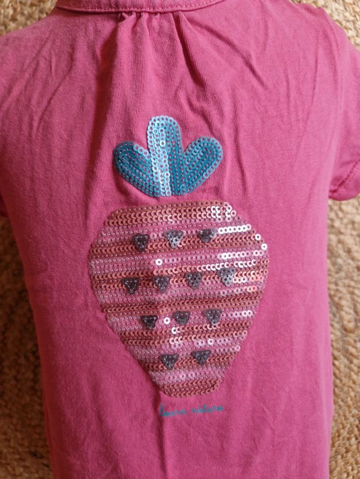 Jolie tee-shirt rose fraise fille obaibi 23 mois 86cm - photo numéro 3