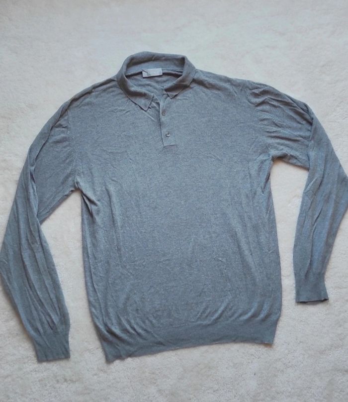 Polo Azzaro manches longues gris XXL