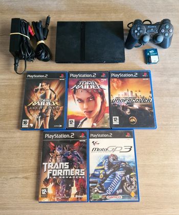Lot Console PlayStation 2 PS2 Slim + 1 Manette + 1 Carte Mémoire & 5 Jeux