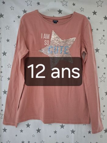 Tee-shirt rose avec strass étoile 12 ans Kiabi