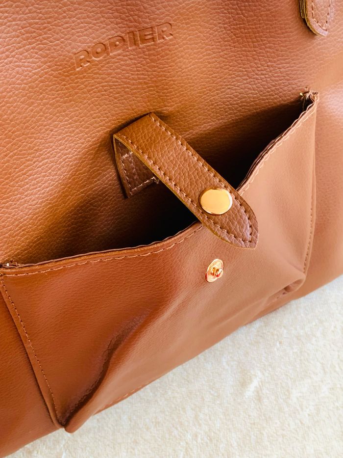 Sac à main marron clair Rodier façon cuir - photo numéro 6