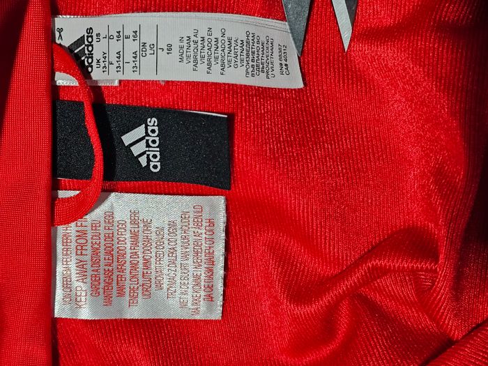 Veste de survêtement Adidas rouge et noire – 13-14 ans (164 cm) logo 3 bandes – sport junior - photo numéro 5