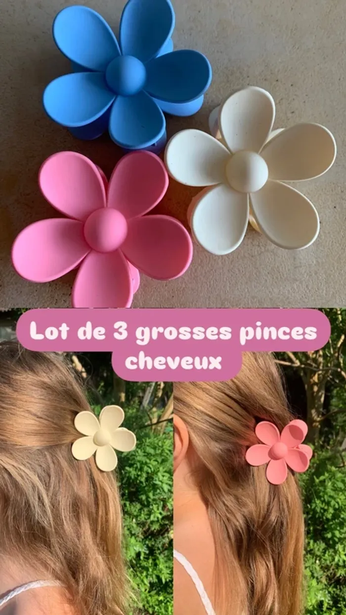 Lot de 3 barrettes pastel cheveux fleurs 🌸 tendance coréenne