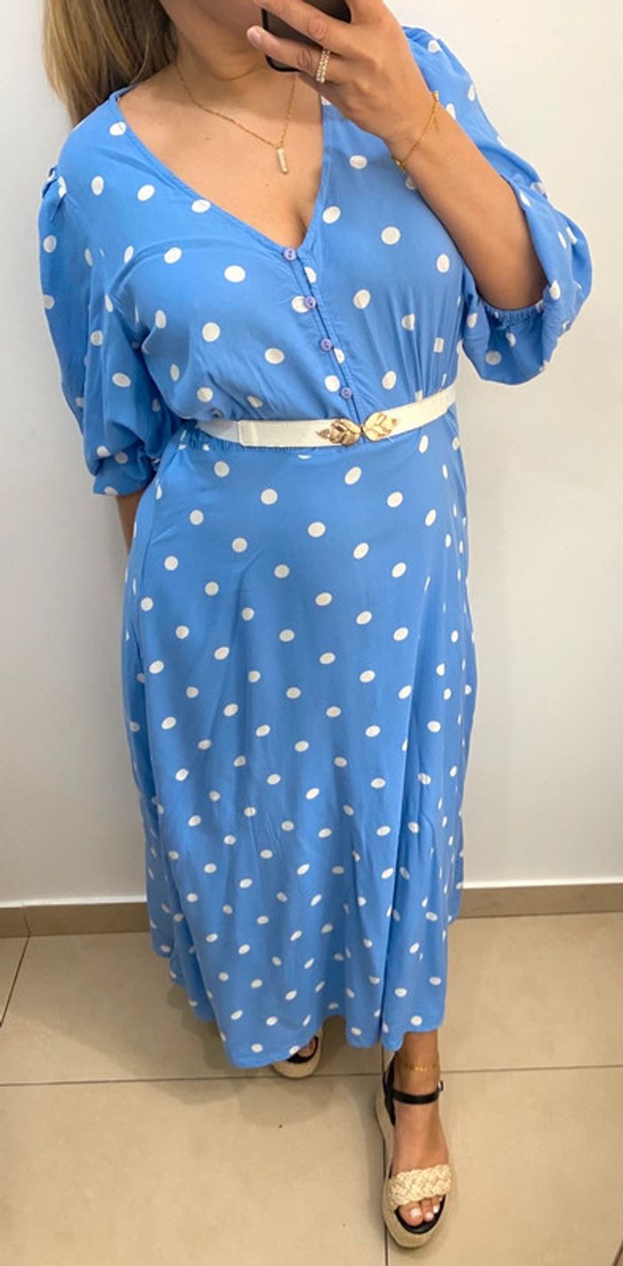 Robe Longue A Pois Taille L - photo numéro 4