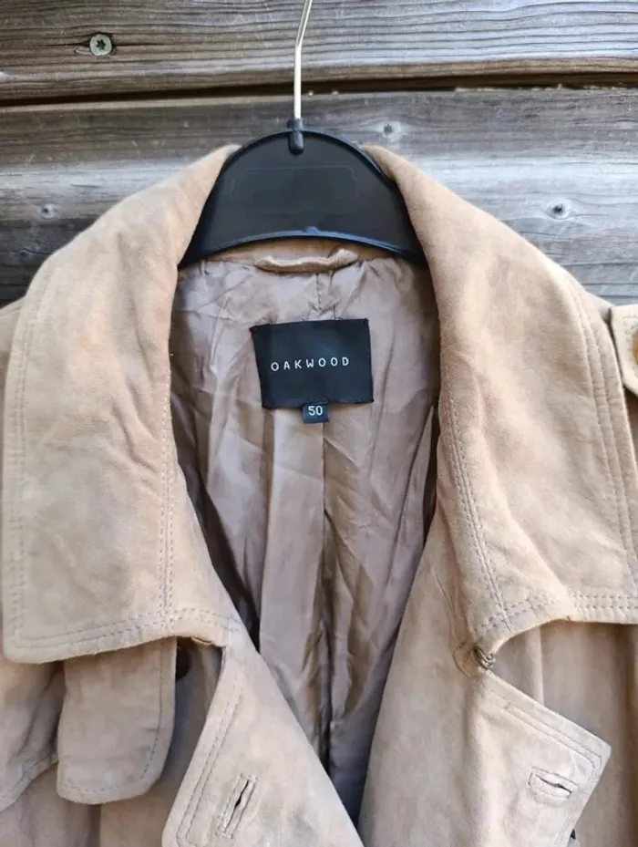 Manteau long homme en velours de chèvre avec doublure marron Oakwood M - photo numéro 6