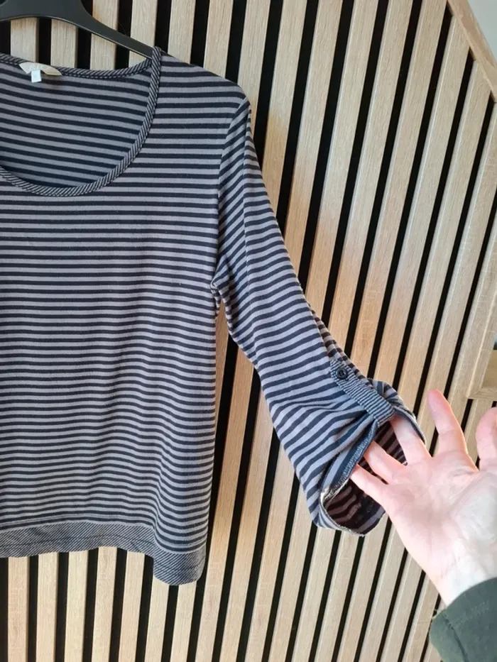 Haut blouse fluide marinière T XL 42 /44 - photo numéro 3