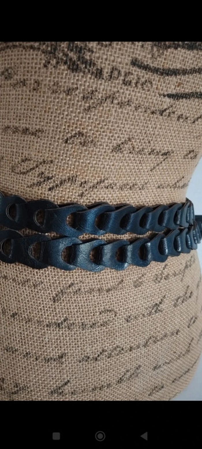 Ceinture noire deux rangs 105 cm femme - photo numéro 9