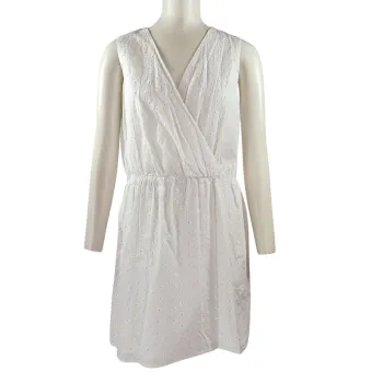 Robe courte - Sud Express - Blanche printemps été broderie anglaise A1132