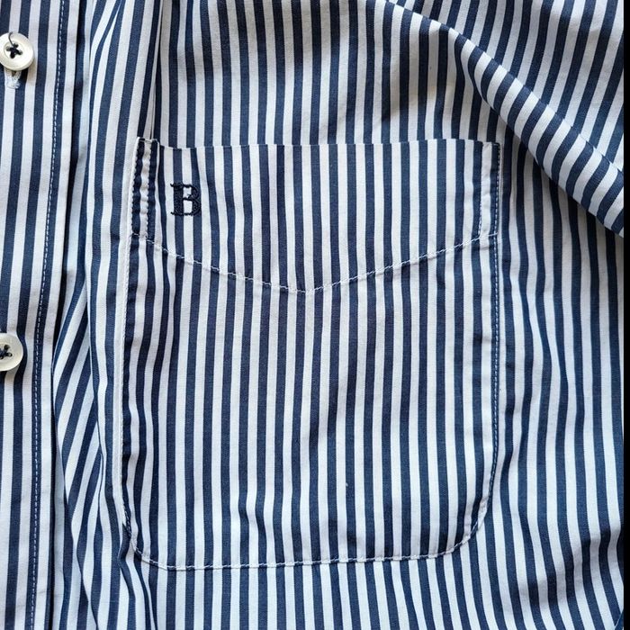 Chemise Balmain à rayures bleu marine – Taille 5/44 L – manches longues – logo brodé - photo numéro 3