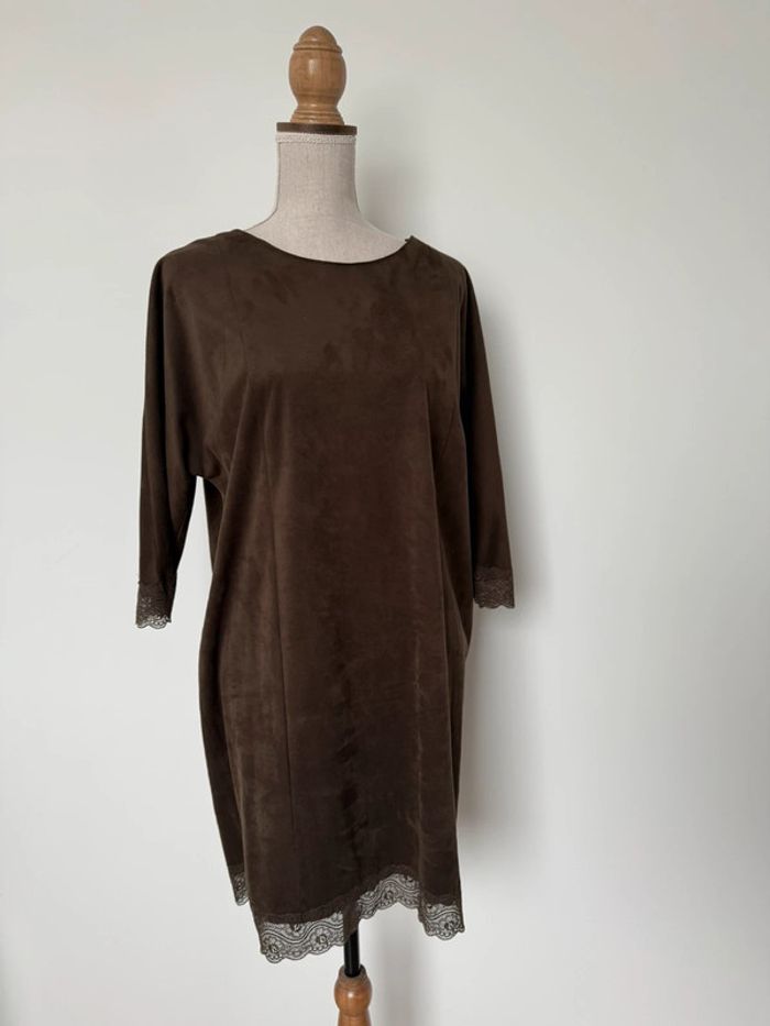 Robe Zara manches fluide léger tunique kaki dentelle Kleid dress Vestido Vestito jurk jumpsuit femme - photo numéro 2