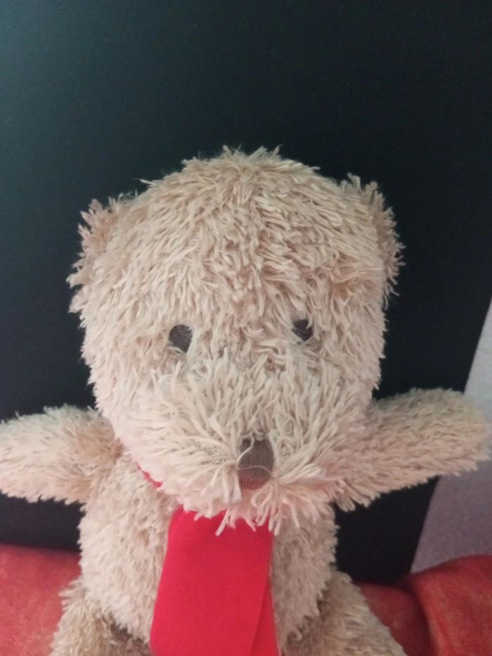 Nounours beige écharpe rouge - photo numéro 2