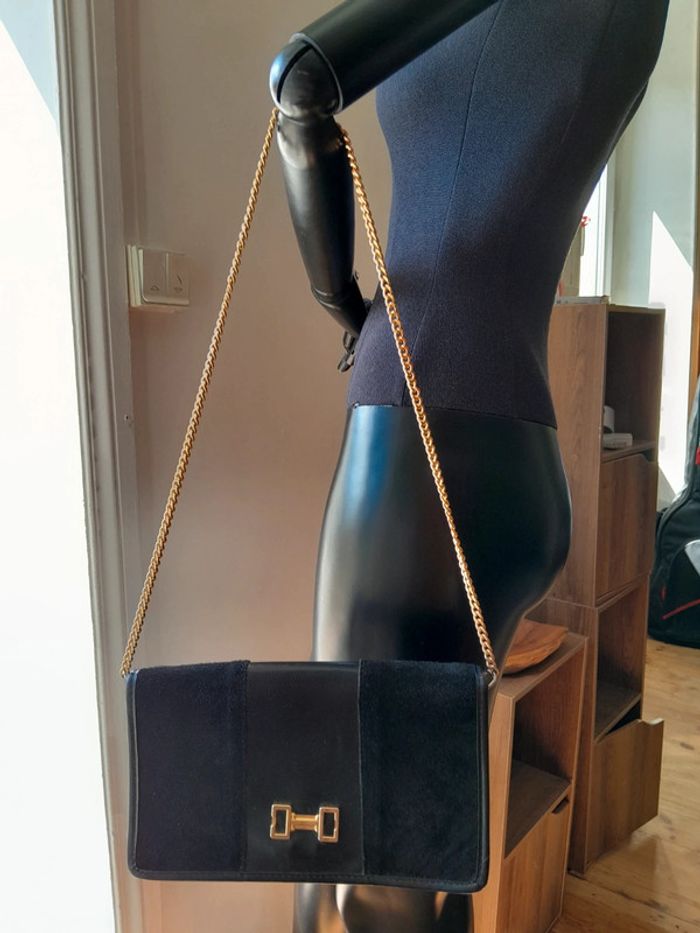 Sac bi matière daim et simili cuir bandoulière vintage