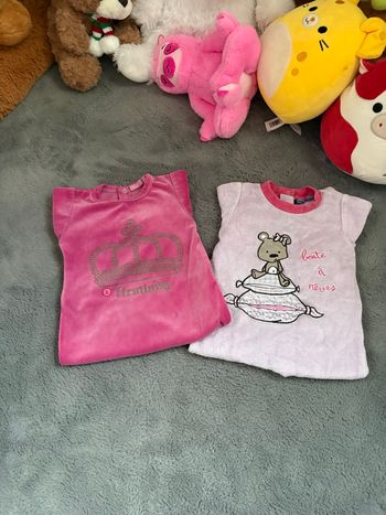 Lot de 2 hauts bébé fille rose – très bon état