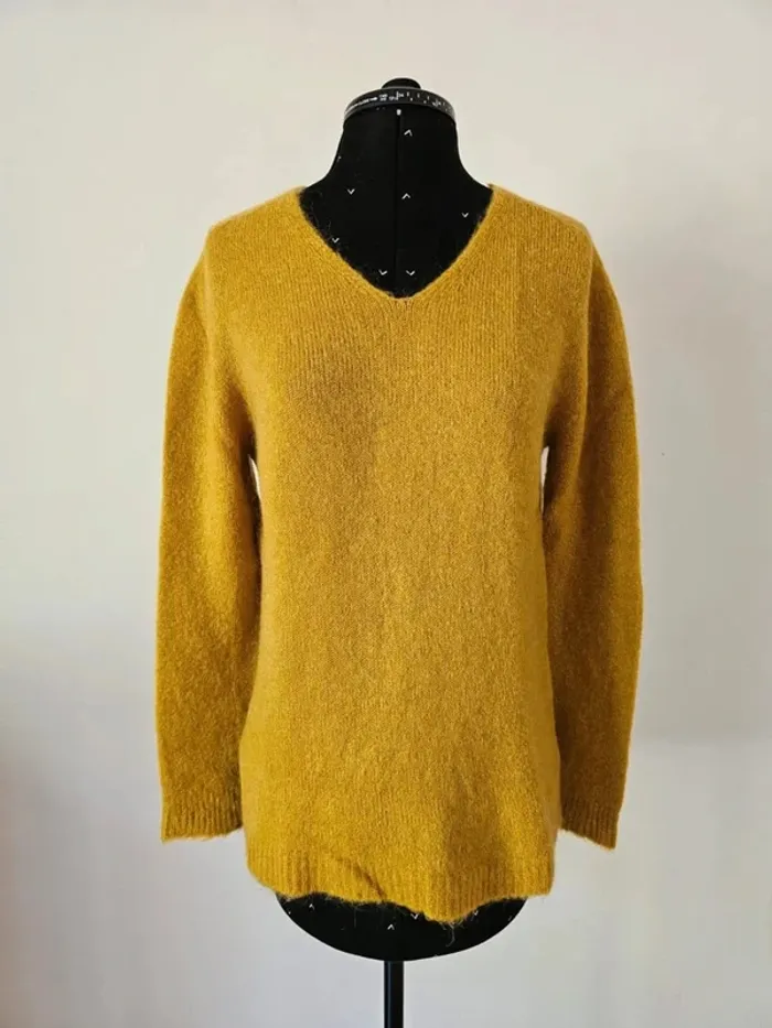 Pull moutarde NEUF Made in Italy - Laine & Mohair - Coupe tendance