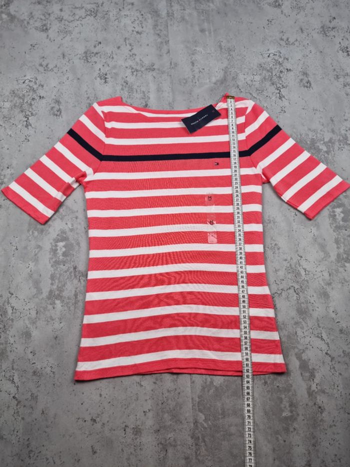 Top marinière Tommy Hilfiger rayé rose/blanc neuf avec étiquette - photo numéro 5