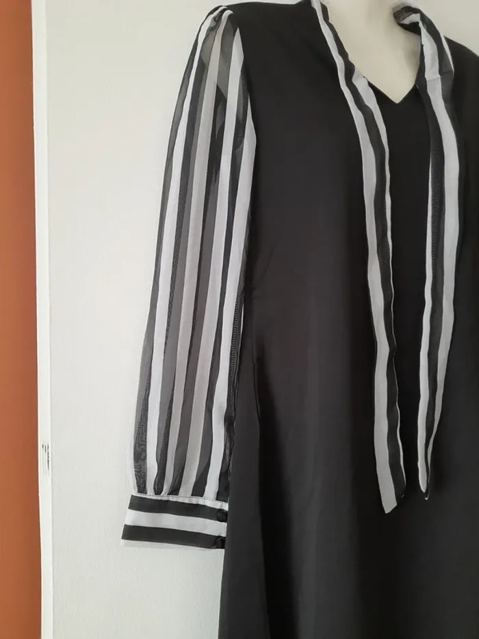 Robe noire et manches en voile transparent - photo numéro 3