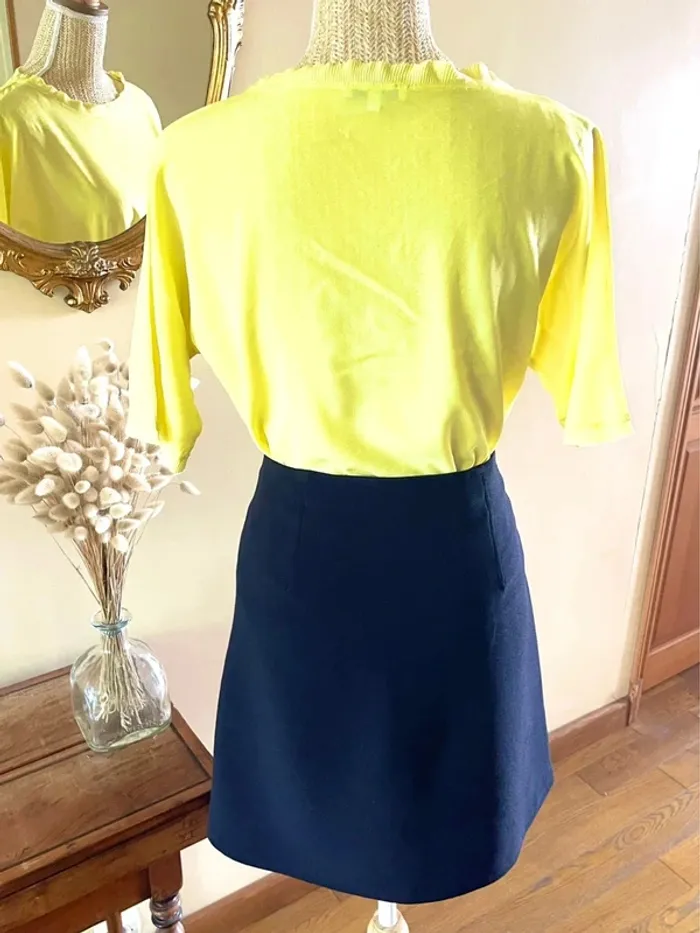 Sublime blouse chemise manche 3/4 à col rond jaune - photo numéro 6