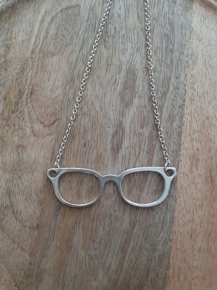 Collier lunettes argenté