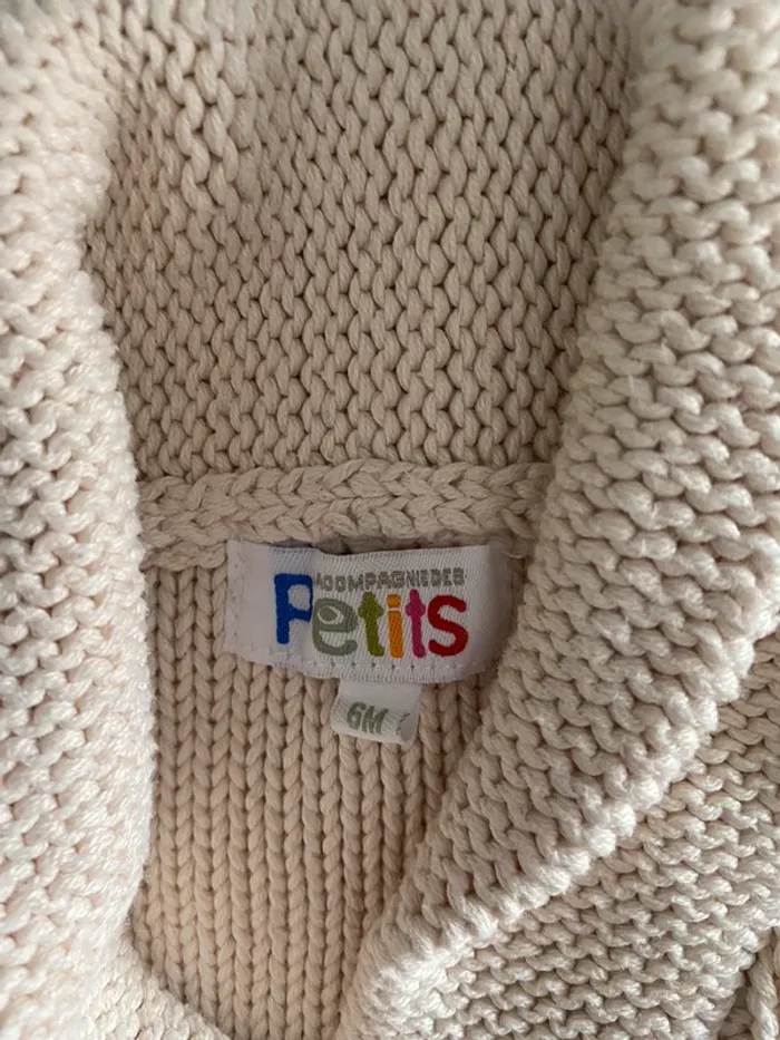 Gilet  beige 6 mois en laine - photo numéro 4