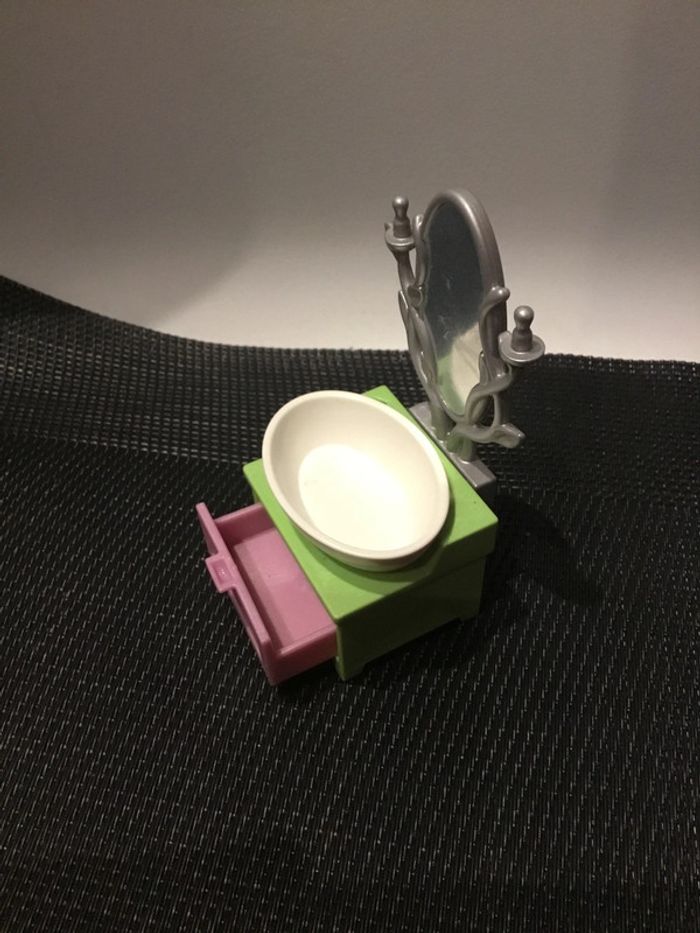 Playmobil meuble vasque lavabo vert et violet avec miroir 5307 pièces détachées salle de bain maison - photo numéro 2