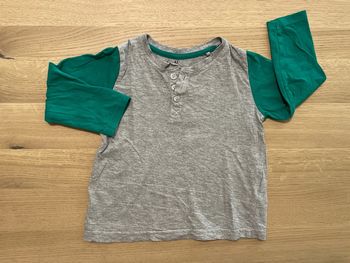 T-shirt manches longues gris et vert lupilu 12/24 mois