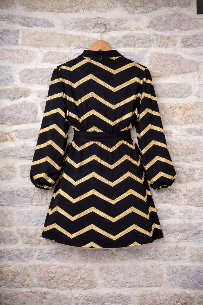 Robe chemise noire élégante à chevrons dorés Femme taille 54 marque Asos 💍 - photo numéro 8