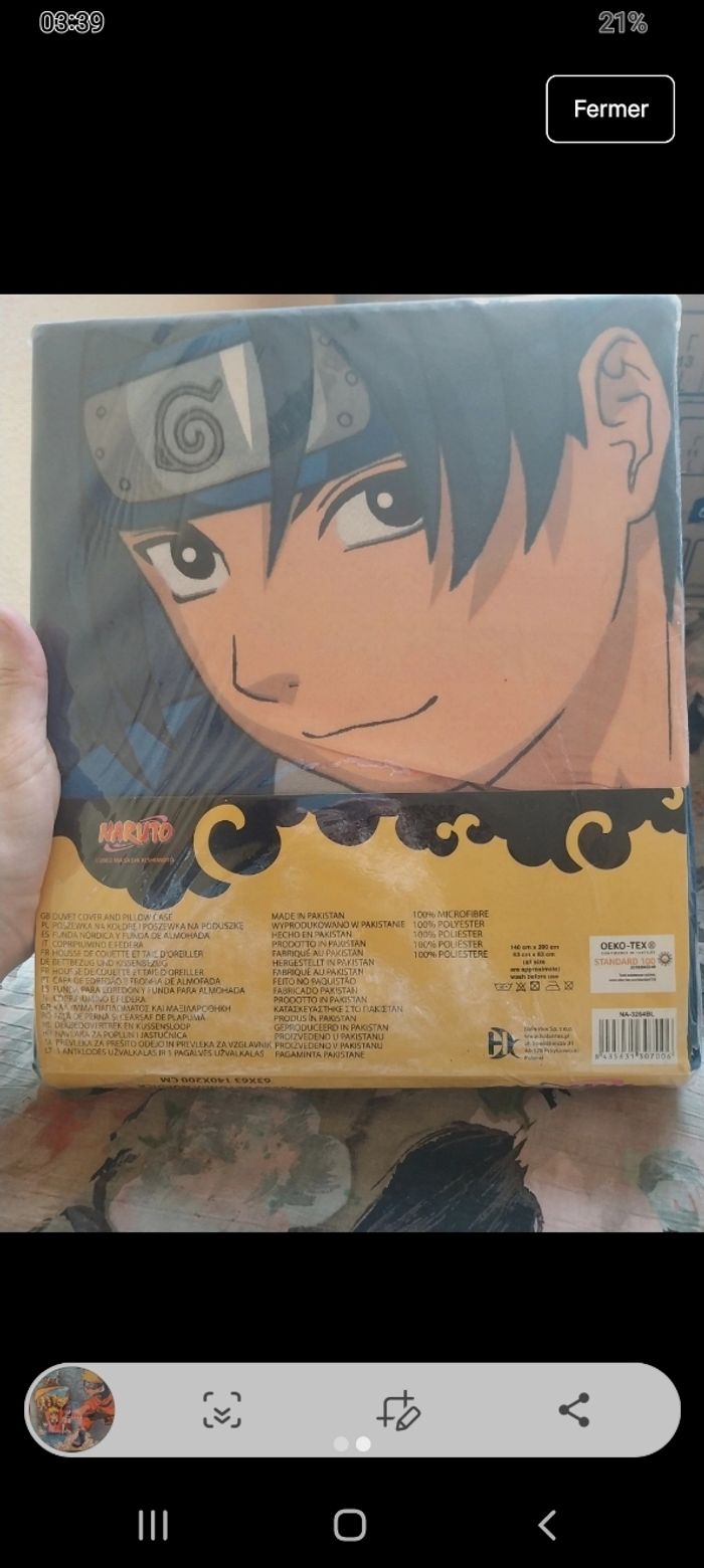 Parure de lit Naruto neuf 140×200 et sa taie d'oreiller - photo numéro 2