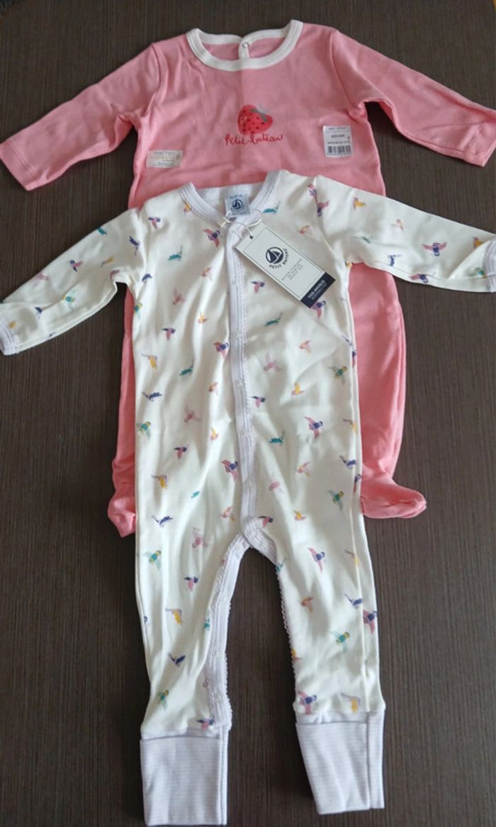 Lot de deux pyjamas fille petit bateau en coton 6 mois