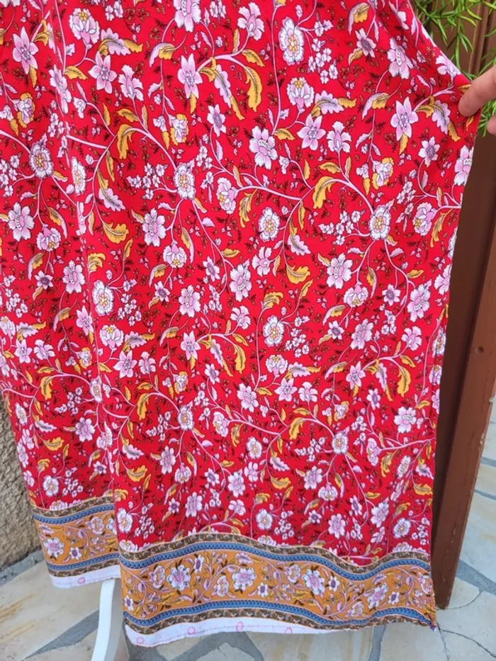 Robe longue bohème fleuri kaftan rouge multicolore shein taille 52 - photo numéro 5