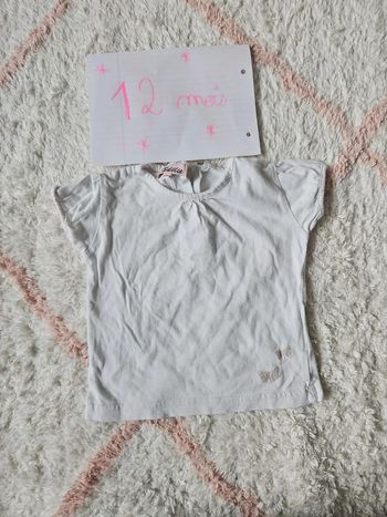 tee shirt blanc 12 Mois fille manche courte
