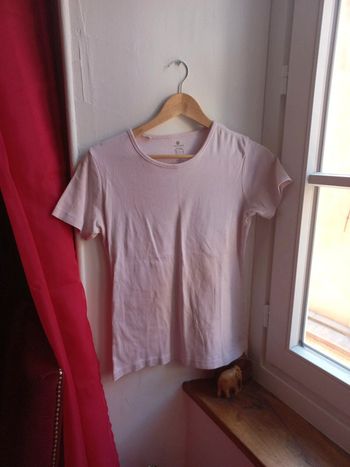 T-shirt basic coton rose pale L